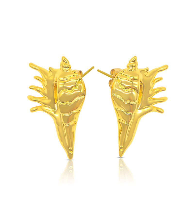 spike shell gold earrings – gold by briwok