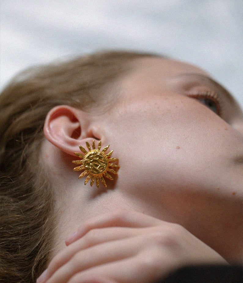 sun earrings gold by mais x frida