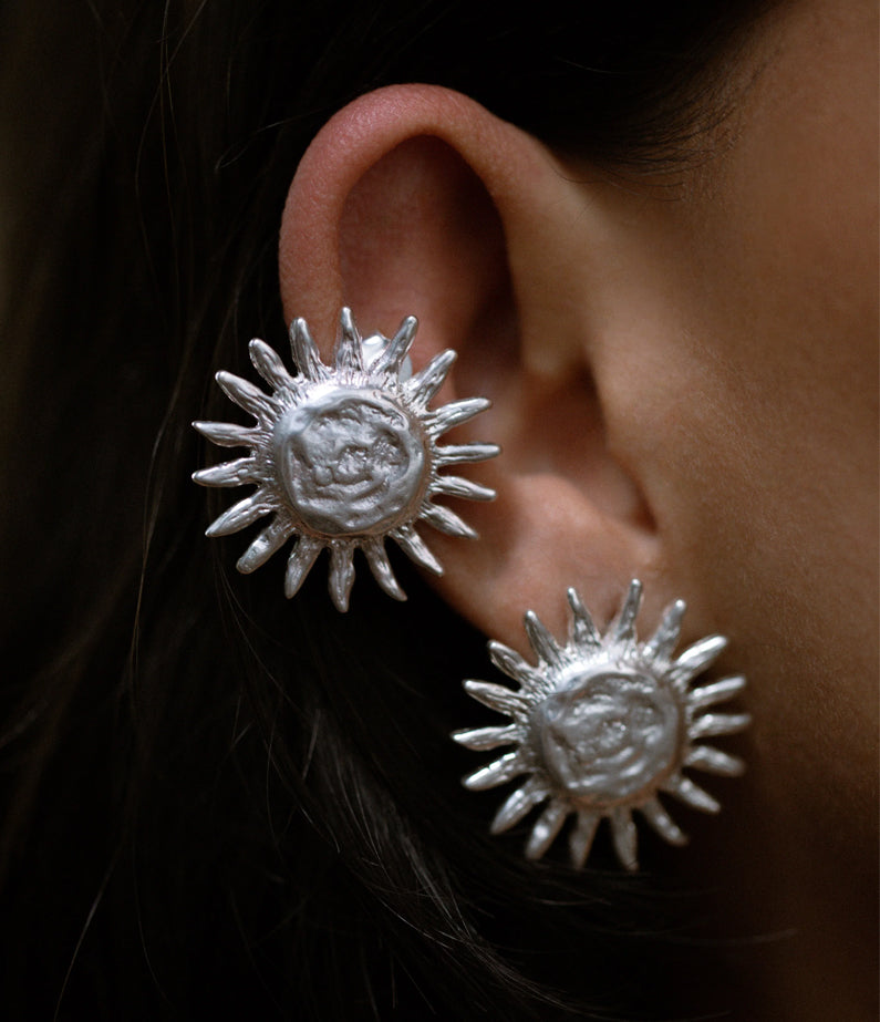 sun earrings silver by mais x frida