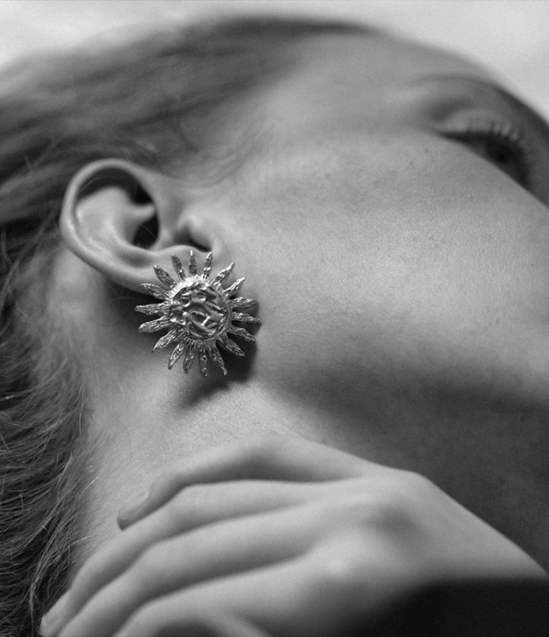 sun earrings silver by mais x frida