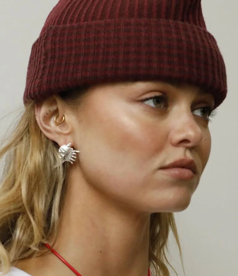silver-plated spike shell earrings by briwok