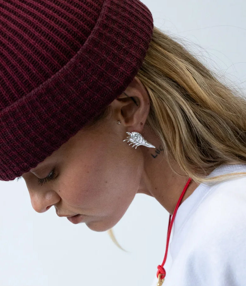 silver-plated spike shell earrings by briwok