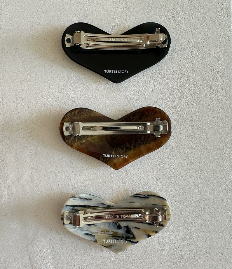 Turtle Story Single Heart Clip - Yellow White Black Blend