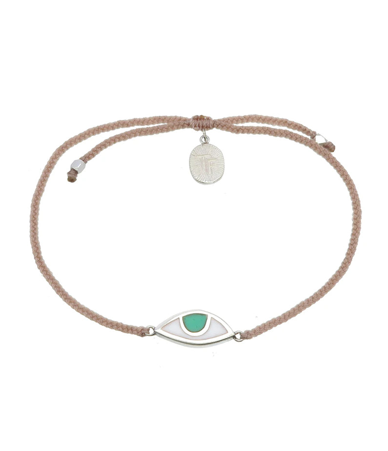 Eye Protection Bracelet - Pale Pink + Green Eye Silver By Tiger Frame