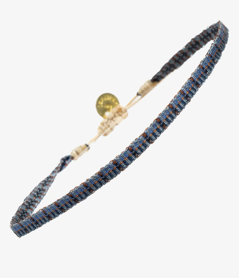 Guanabana Anklet Bracelet - Blue / Black Woven Mix