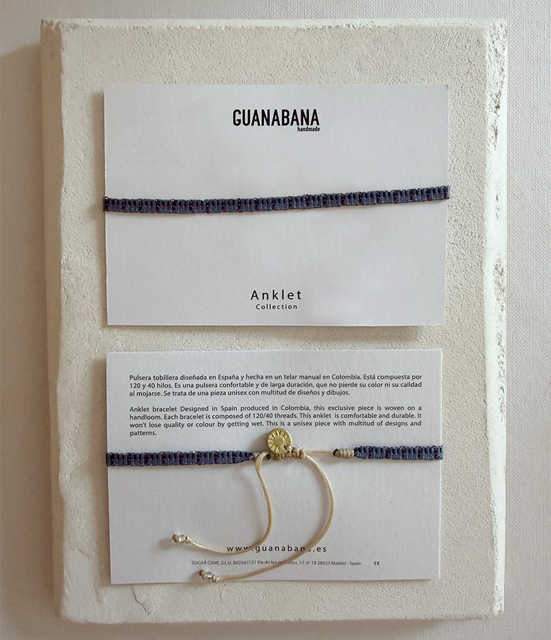 Guanabana Anklet Bracelet - Blue / Black Woven Mix