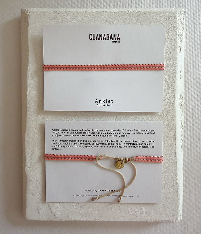 Guanabana Anklet Bracelet - Neon Pink Woven Mix