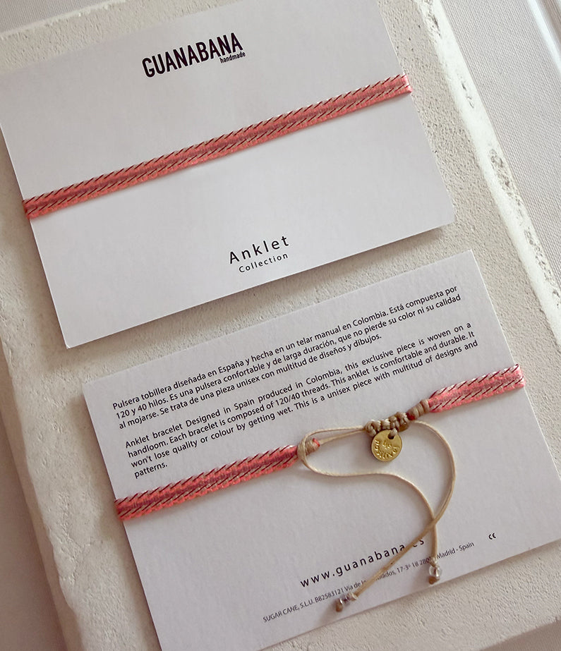 Guanabana Anklet Bracelet - Neon Pink Woven Mix