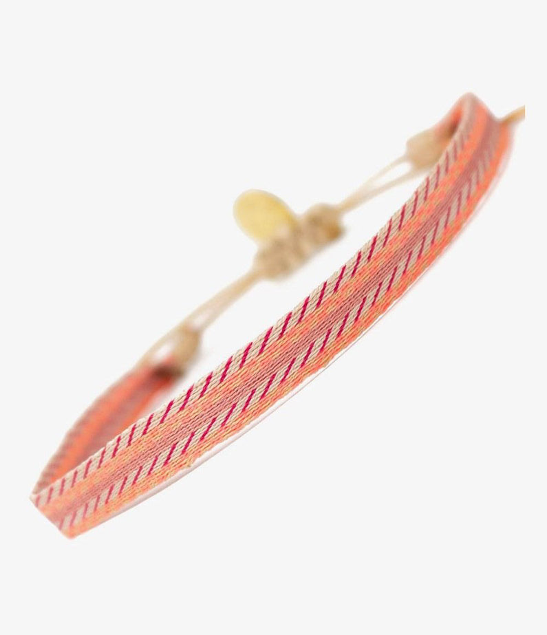 Guanabana Anklet Bracelet - Neon Pink Woven Mix