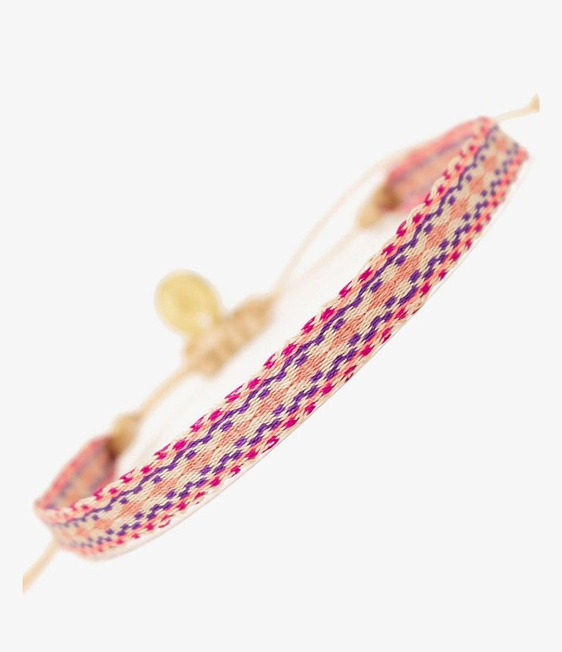 Guanabana Anklet Bracelet - Pink/Purple Woven Mix