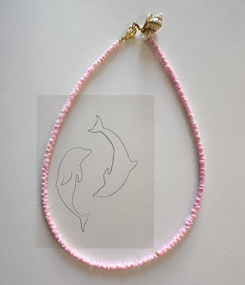 microfine necklace no.1 - tulip pink shell