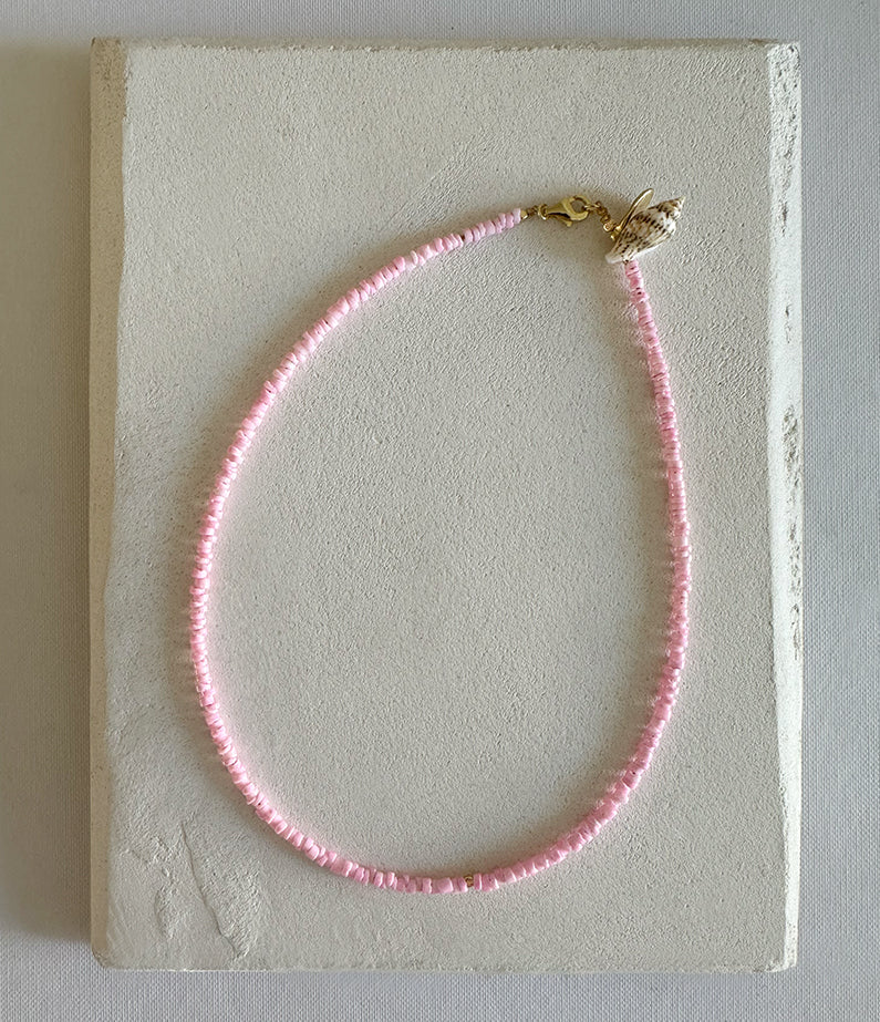 microfine necklace no.1 - tulip pink shell