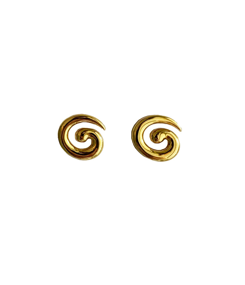 mini swirl gold earrings by briwok
