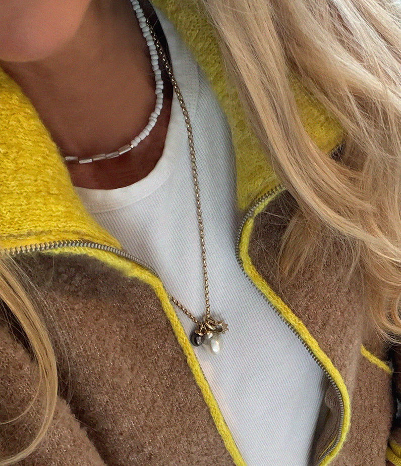 midifine necklace no.3 - white / tan half n half