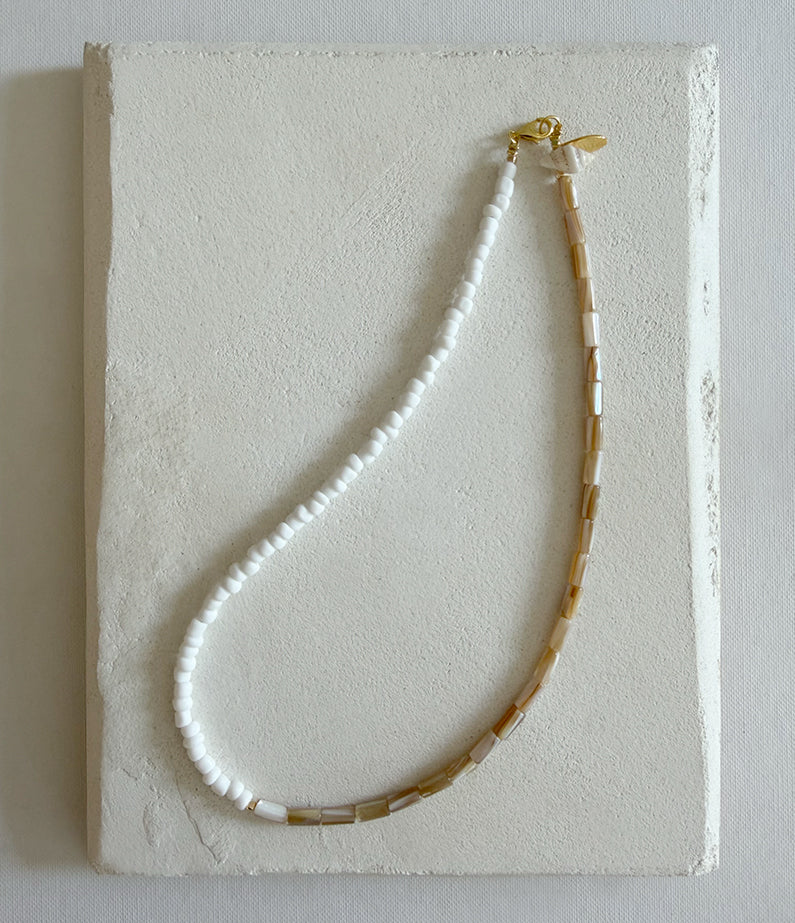 midifine necklace no.3 - white / tan half n half