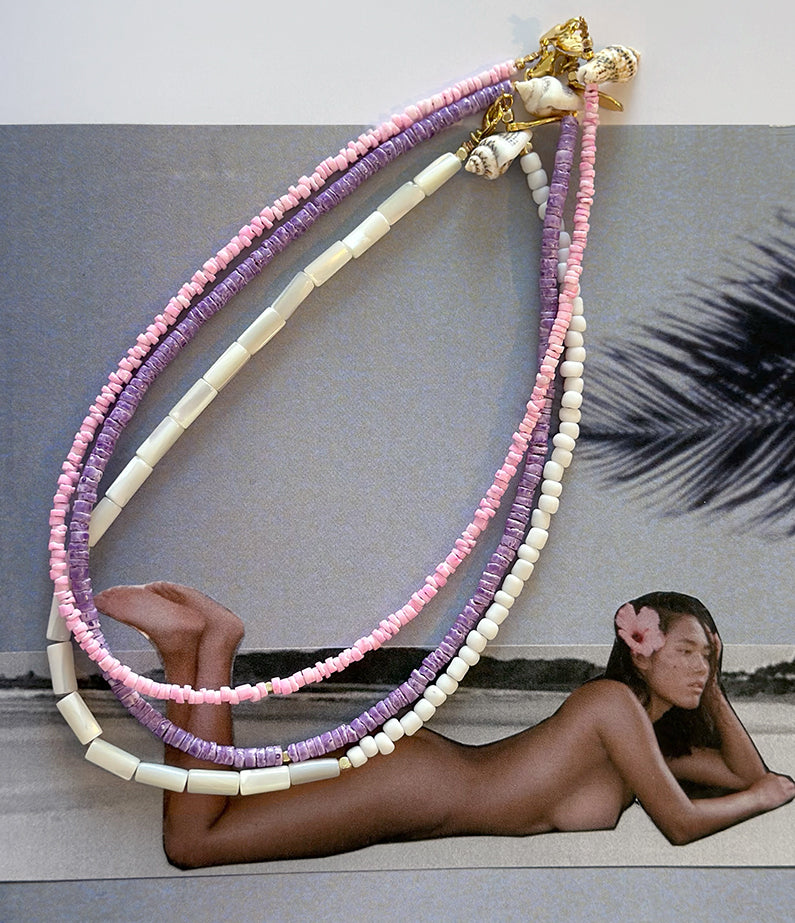 microfine necklace no.1 - tulip pink shell