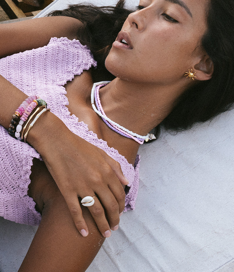 microfine necklace no.1 - tulip pink shell