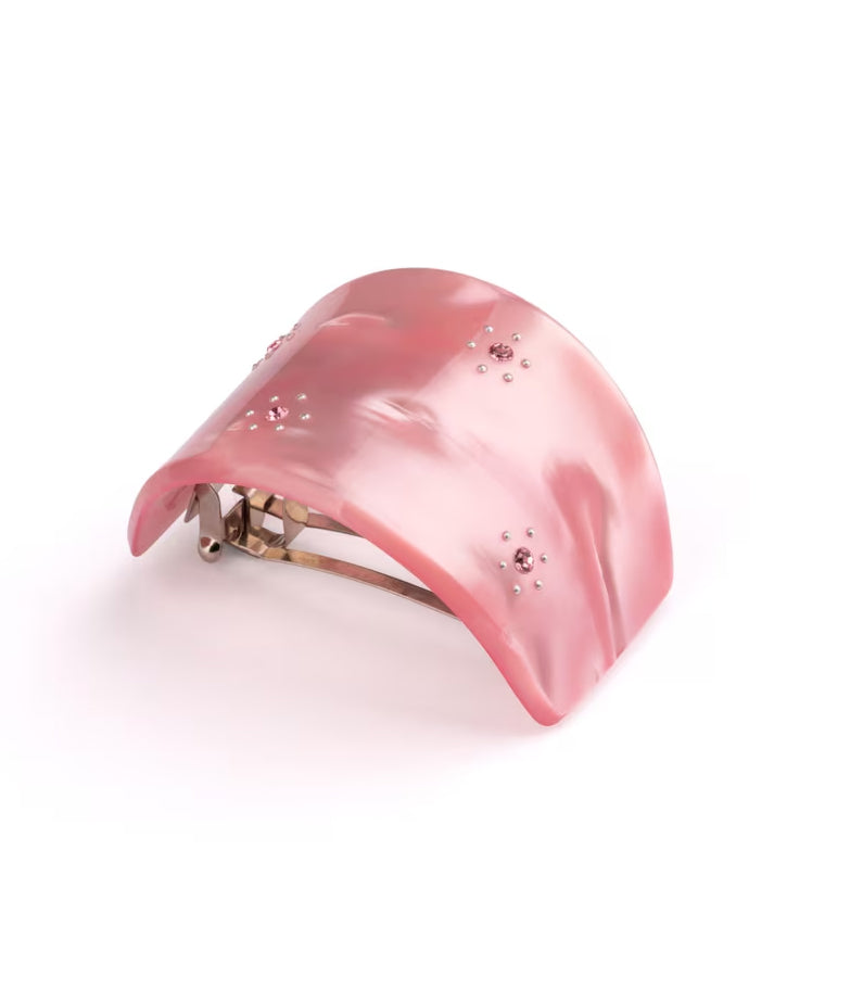 Turtle Story Ballerina Barrette - Pearly Pink with crystals + studs