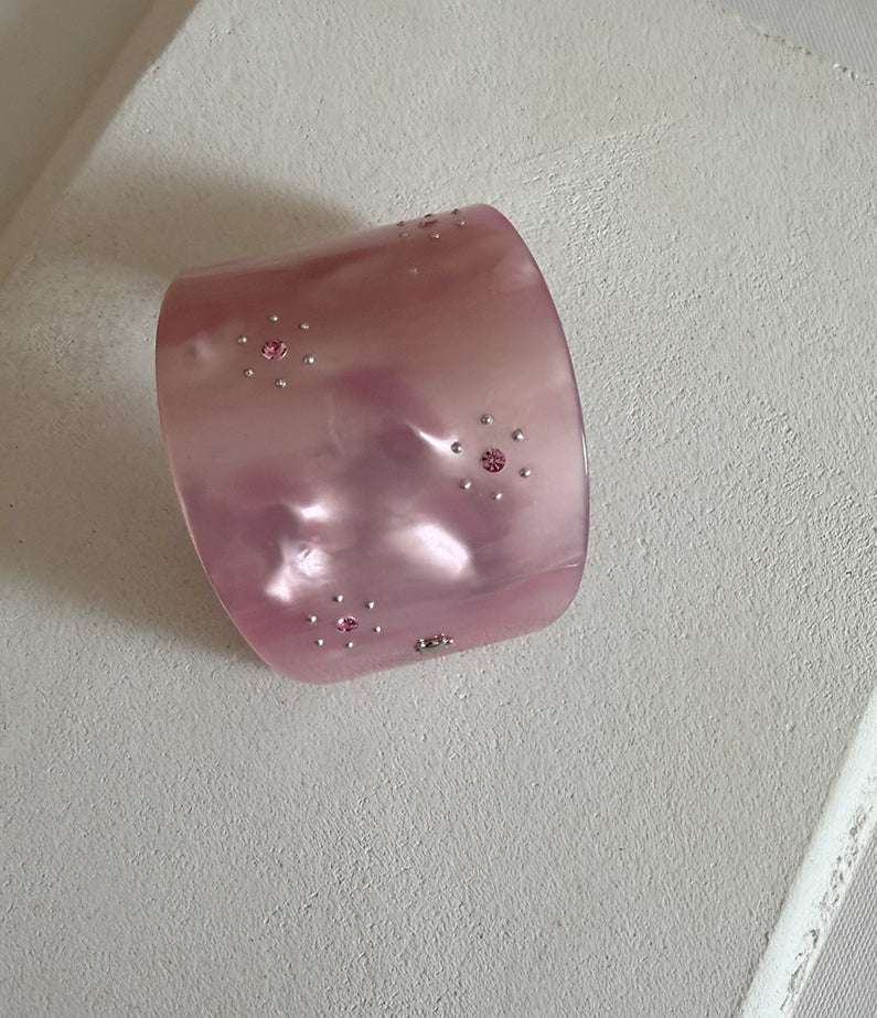 Turtle Story Ballerina Barrette - Pearly Pink with crystals + studs