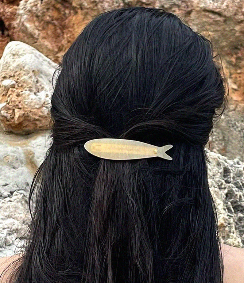 Turtle Story Handmade Hair Herring Barrette - Silky Sand
