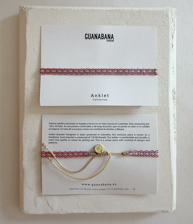 Guanabana Anklet Bracelet - Pink/Purple Woven Mix