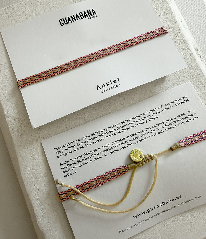 Guanabana Anklet Bracelet - Pink/Purple Woven Mix