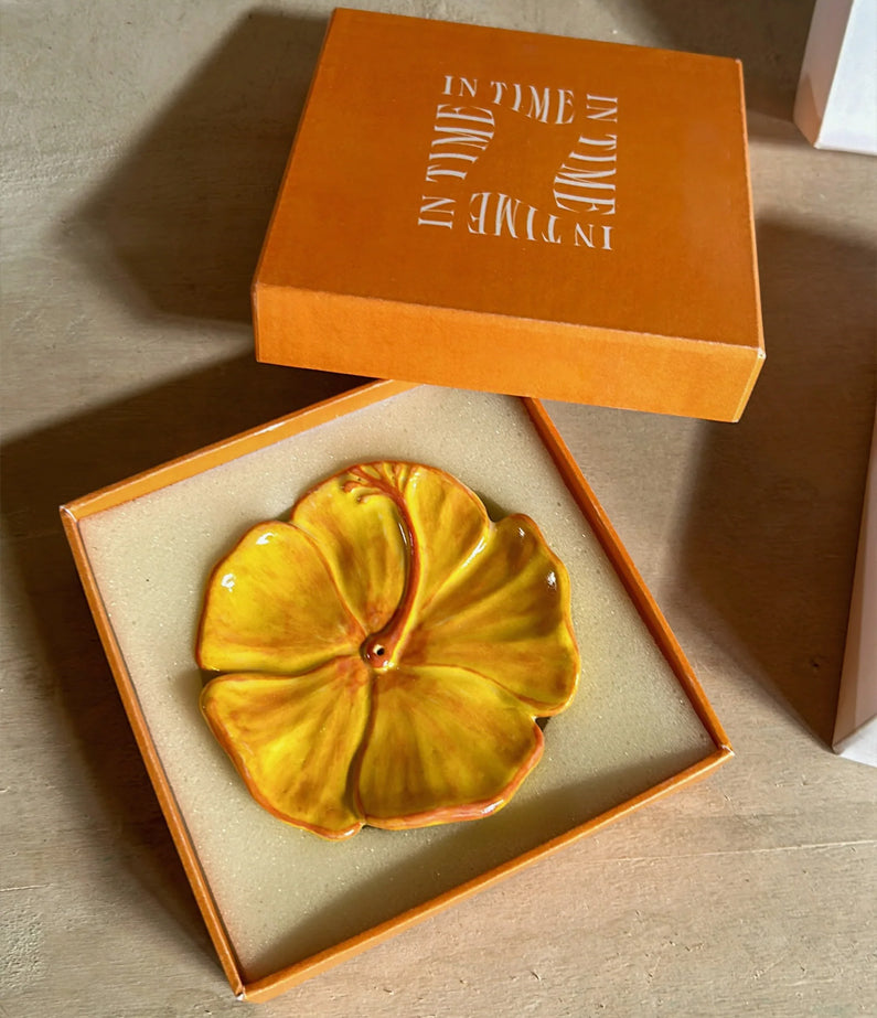 Hibiscus Ceramic In Time Incense Holder