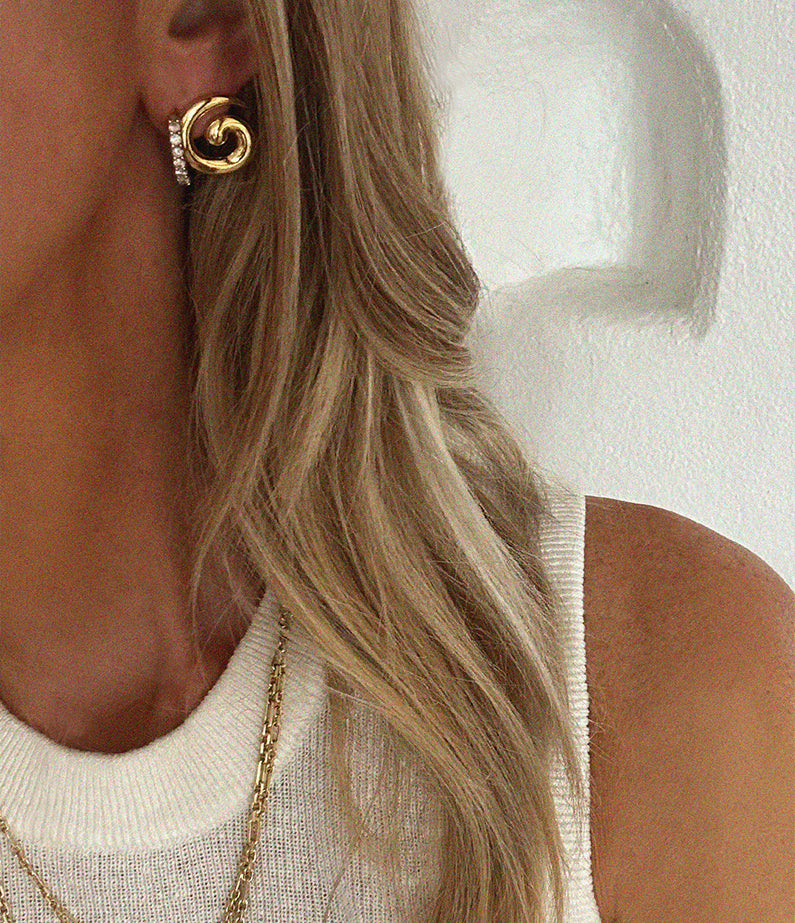 mini swirl gold earrings by briwok