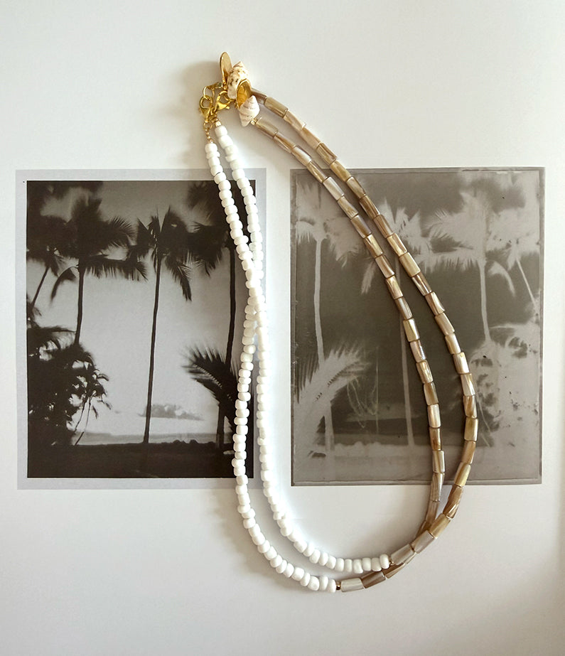 midifine necklace no.3 - white / tan half n half